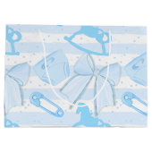 Niedlich Baby Boy Mit Monogramm Muster Große Geschenktüte (Rückseite)