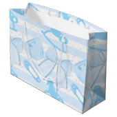 Niedlich Baby Boy Mit Monogramm Muster Große Geschenktüte (Rückseite Schrägansicht)