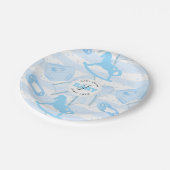 Niedlich Baby Boy Mit Monogramm Muster Pappteller (Schrägansicht)