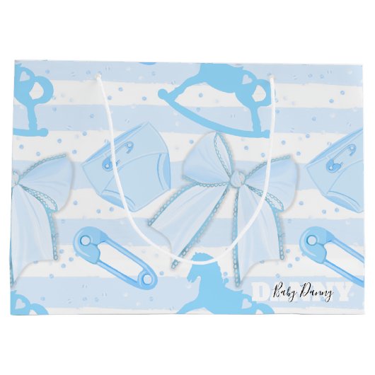 Niedlich Baby Boy Pattern Große Geschenktüte (Rückseite)