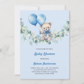 Niedlich Baby Boy Shower Invite - Blue Balloons & Einladung (Vorderseite)