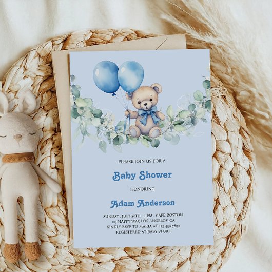 Niedlich Baby Boy Shower Invite - Blue Balloons & Einladung