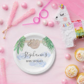 Niedlich Baby Boy Sloth Baby Dusche Pappteller (Party)