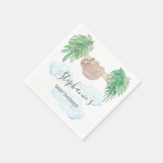 Niedlich Baby Boy Sloth Baby Dusche Serviette (Ecke)