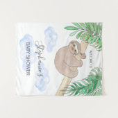 Niedlich Baby Boy Sloth Baby Dusche Wandteppich (Vorderseite (Horizontal))