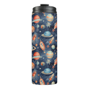 Niedlich Baby Boy Space Planet Watercolor Blue Ora Thermosbecher