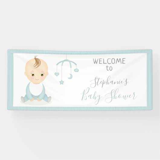 Niedlich Baby Boy und seine Baby-Dusche Banner (Horizontal)