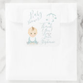 Niedlich Baby Boy und seine Baby-Dusche Quadratischer Aufkleber (Tasche)