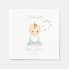 Niedlich Baby Boy und seine Baby-Dusche Serviette