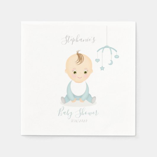 Niedlich Baby Boy und seine Baby-Dusche Serviette (Vorderseite)