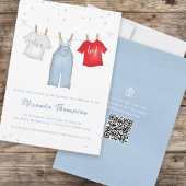 Niedlich Baby Boy Whimsical Denim Blue QR Code Einladung