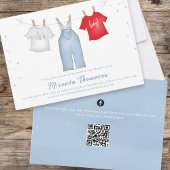 Niedlich Baby Boy Whimsical Denim Blue QR Code Einladung