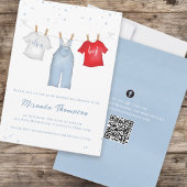 Niedlich Baby Boy Whimsical Denim Blue QR Code Einladung