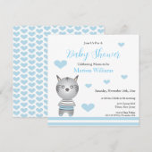 Niedlich Baby Boy Zebra Blue Hearts Einladung (Vorne/Hinten)
