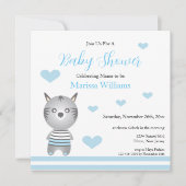 Niedlich Baby Boy Zebra Blue Hearts Einladung (Vorderseite)