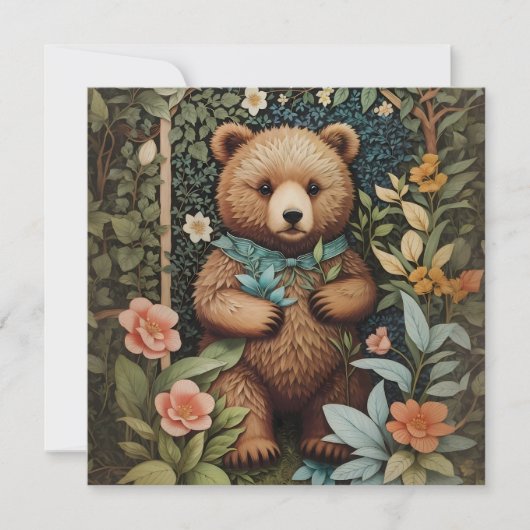 Niedlich Baby Brown Bear William Morris Inspiriert (Vorderseite)