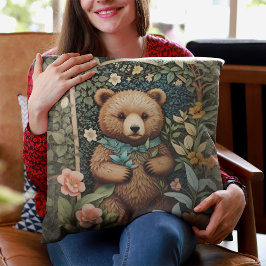 Niedlich Baby Brown Bear William Morris Inspiriert Kissen
