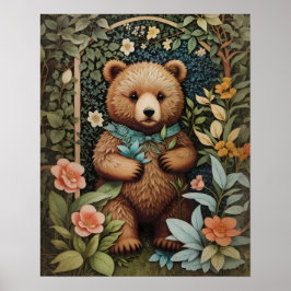 Niedlich Baby Brown Bear William Morris Inspiriert Poster