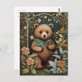 Niedlich Baby Brown Bear William Morris Inspiriert Postkarte (Vorne/Hinten)