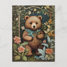 Niedlich Baby Brown Bear William Morris Inspiriert Postkarte