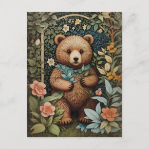Niedlich Baby Brown Bear William Morris Inspiriert Postkarte