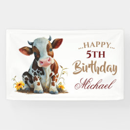 Niedlich Baby Brown Cow Banner