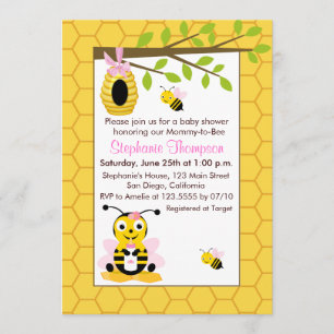 Niedlich Baby Bumblebee Girl Baby Shower Einladung