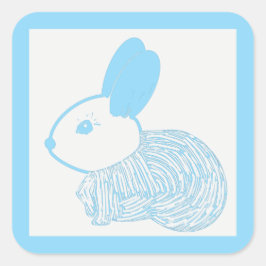 Niedlich Baby Bunny auf Blue Quadratischer Aufkleber