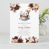 Niedlich Baby Bunny | Birthday Tee Party Einladung (Stehend Vorderseite)