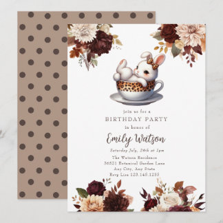 Niedlich Baby Bunny | Birthday Tee Party Einladung