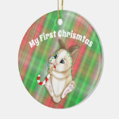 Niedlich Baby Bunny Mein erstes Foto zu Weihnachte Keramik Ornament (Links)