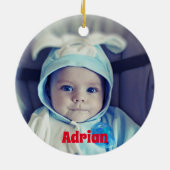 Niedlich Baby Bunny Mein erstes Foto zu Weihnachte Keramik Ornament (Hinten)