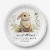 Niedlich Baby Bunny mit Butterfly Baby Dusche Pappteller (Vorderseite)