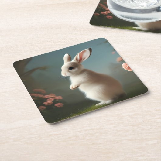 Niedlich Baby Bunny Portrait Rechteckiger Pappuntersetzer (angewinkelt)