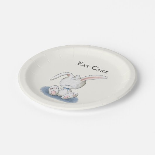 Niedlich Baby Bunny Rabbit mit Blue Bow Krawatte E Pappteller (Schrägansicht)