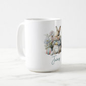 Niedlich Baby Bunny Spring Blumen Osterfest Kaffeetasse (Vorderseite Links)