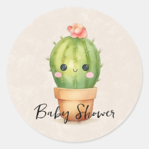 Niedlich Baby Cactus succulent Baby Shower Runder Aufkleber