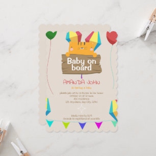 Niedlich Baby Cat Baby Dusche Einladung