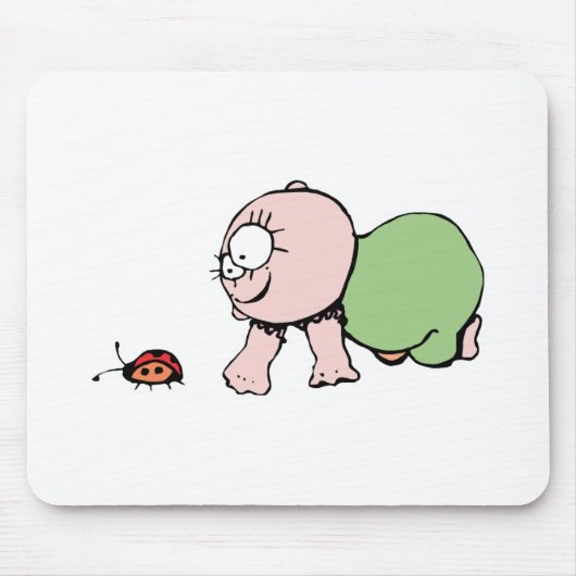 Niedlich Baby Chasing Ladybug Mousepad (Vorne)
