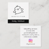 Niedlich Baby Chick Black and White IG Babysitter Quadratische Visitenkarte (Vorne/Hinten)