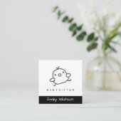 Niedlich Baby Chick Black and White IG Babysitter Quadratische Visitenkarte (Stehend Vorderseite)