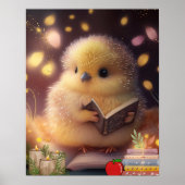 Niedlich Baby Chick liest ein Buch Art Kinderzimme Poster (Vorne)