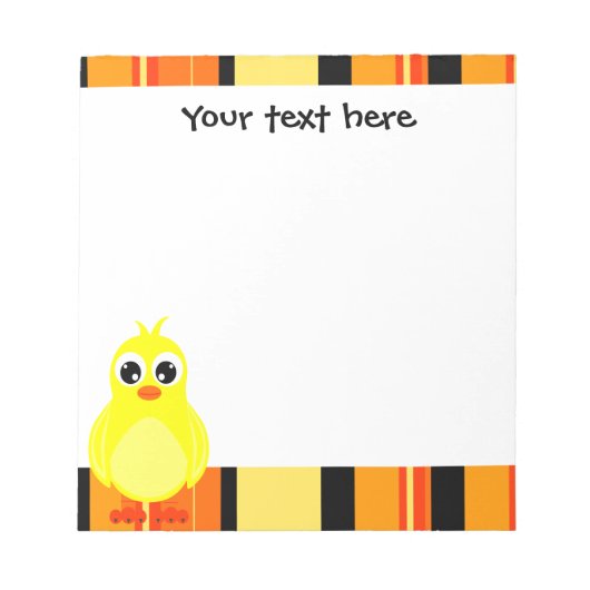 Niedlich Baby Chick - Orange Stripe Notizblock (Vorderseite)