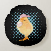 Niedlich Baby Chick Pink Bubblegum Rundes Kissen (Vorderseite)