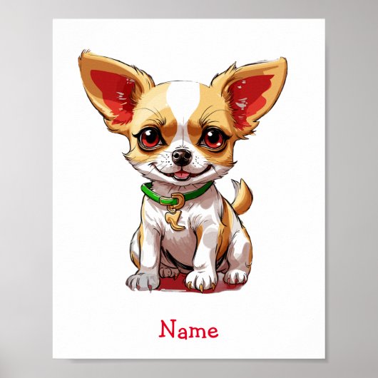 Niedlich Baby Chihuahua Individuelle Name Poster (Vorne)