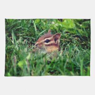 Niedlich Baby Chipmunk Peeking Wildlife Geschirrtuch