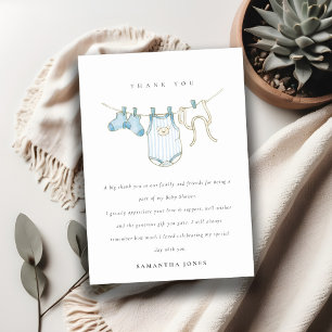 Niedlich Baby Clothesline Aqua Blue Boy Baby Dusch Dankeskarte