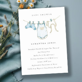 Niedlich Baby Clothesline Blue Boy Baby Dusche lad Dankeskarte