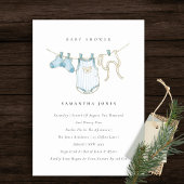 Niedlich Baby Clothesline Blue Boy Baby Dusche lad Dankeskarte