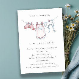 Niedlich Baby Clothesline Pink Girl Baby Dusche ei Dankeskarte